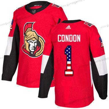 Kinder Ottawa Senators 1 Mike Condon Heimtrikots Authentisch USA Flag Strickerei NHL Trikots – Rot