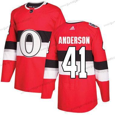 Kinder Ottawa Senators 41 Craig Anderson Authentisch 2017 100 Klassisch Strickerei NHL Trikots – Rot