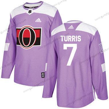 Kinder Ottawa Senators 7 Kyle Turris Authentisch Bekämpft Krebs Strickerei NHL Trikots – Lila