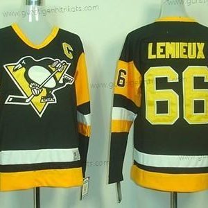 Kinder Pittsburgh Penguins #66 Mario Lemieux Retro CCM Trikots – Schwarz