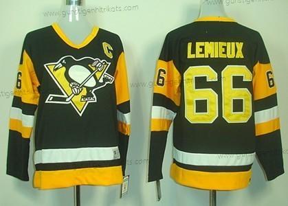 Kinder Pittsburgh Penguins #66 Mario Lemieux Retro CCM Trikots – Schwarz