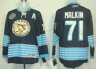 Kinder Pittsburgh Penguins #71 Evgeni Malkin Ausweichtrikot Trikots – Marineblau Blau