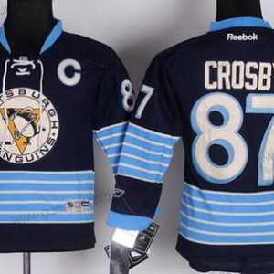 Kinder Pittsburgh Penguins #87 Sidney Crosby Ausweichtrikot Trikots – Marineblau Blau