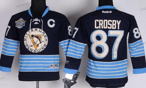 Kinder Pittsburgh Penguins #87 Sidney Crosby Ausweichtrikot Trikots – Marineblau Blau