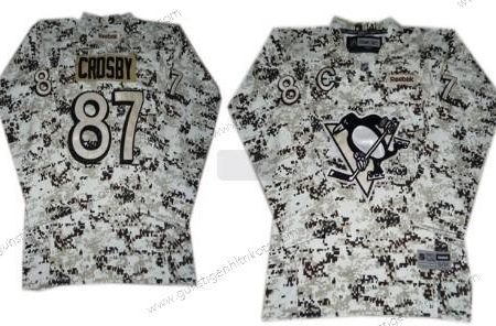 Kinder Pittsburgh Penguins #87 Sidney Crosby Trikots – Weiß Tarnfarbe