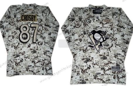 Kinder Pittsburgh Penguins #87 Sidney Crosby Trikots – Weiß Tarnfarbe