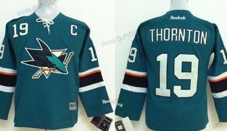 Kinder San Jose Sharks #19 Joe Thornton 2014 Trikots – Blau