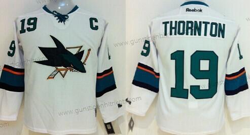 Kinder San Jose Sharks #19 Joe Thornton 2014 Trikots – Weiß