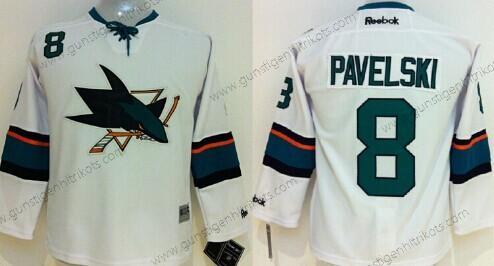 Kinder San Jose Sharks #8 Joe Pavelski 2014 Trikots – Weiß