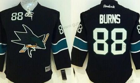 Kinder San Jose Sharks #88 Brent Burns Ausweichtrikot Trikots – Schwarz