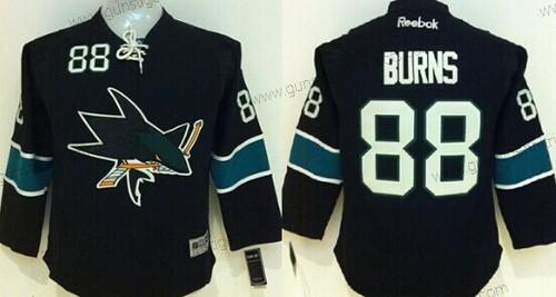 Kinder San Jose Sharks #88 Brent Burns Ausweichtrikot Trikots – Schwarz