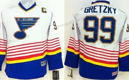 Kinder St. Louis Blues #99 Wayne Gretzky Retro CCM Trikots – Weiß