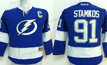 Kinder Tampa Bay Lightning #91 Steven Stamkos New Trikots – Blau