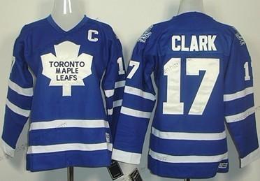 Kinder Toronto Maple Leafs #17 Wendel Clark Retro CCM Trikots – Blau