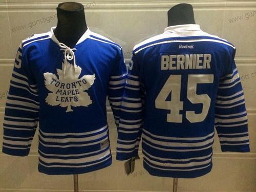 Kinder Toronto Maple Leafs #45 Jonathan Bernier 2014 Winter Klassisch Trikots – Blau