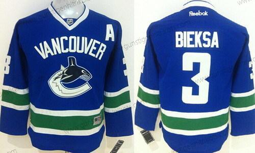 Kinder Vancouver Canucks #3 Kevin Bieksa Trikots – Blau