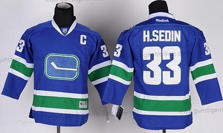 Kinder Vancouver Canucks #33 Henrik Sedin Ausweichtrikot Trikots – Blau