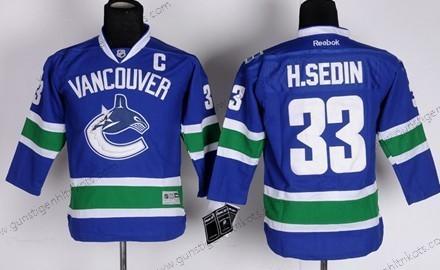 Kinder Vancouver Canucks #33 Henrik Sedin Trikots – Blau