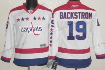 Kinder Washington Capitals #19 Nicklas Backstrom Ausweichtrikot Trikots – Weiß