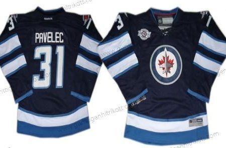 Kinder Winnipeg Jets #31 Ondrej Pavelec Trikots – Marineblau Blau