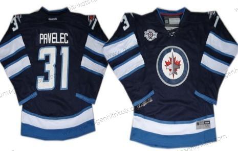 Kinder Winnipeg Jets #31 Ondrej Pavelec Trikots – Marineblau Blau