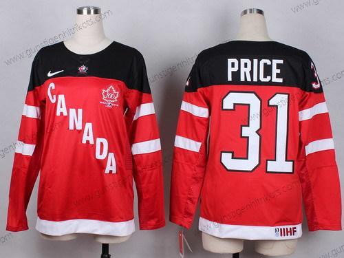 Nike Frauen 2014/15 Team Kanada #31 Carey Price 100th Trikots – Rot