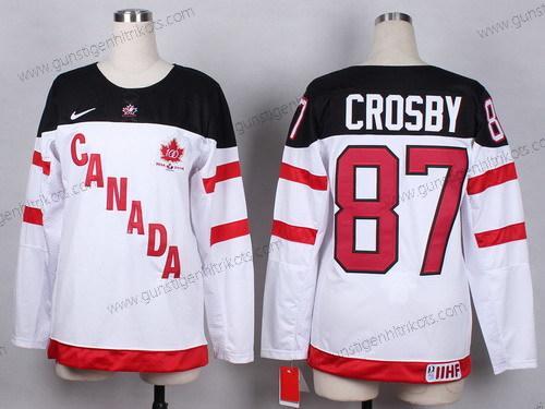 Nike Frauen 2014/15 Team Kanada #87 Sidney Crosby 100th Trikots – Weiß