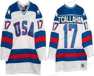 Nike Herren 1980 Olympics USA #17 Jack O’Callahan Strickerei Vintage Ice Hockey Trikots – Weiß