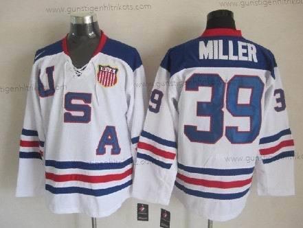 Nike Herren 2010 Olympics USA #39 Ryan Miller Trikots – Weiß