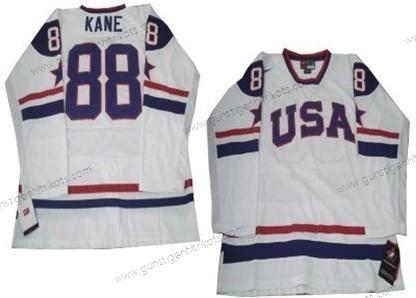 Nike Herren 2010 Olympics USA #88 Patrick Kane Transverse Letter Trikots – Weiß