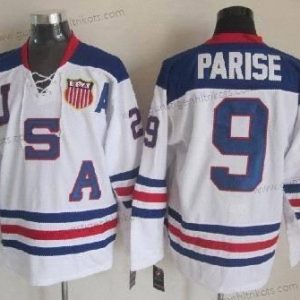 Nike Herren 2010 Olympics USA #9 Zach Parise Trikots – Weiß