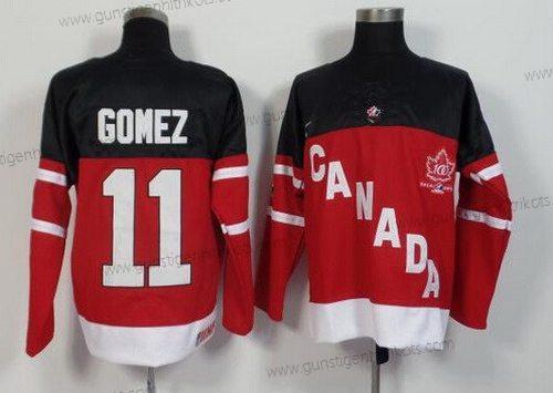 Nike Herren 2014/15 Team Kanada #11 Scott Gomez Retired Spieler 100th Jahrestag Trikots – Rot