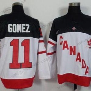 Nike Herren 2014/15 Team Kanada #11 Scott Gomez Retired Spieler 100th Jahrestag Trikots – Weiß