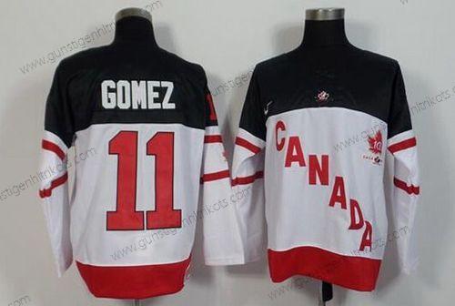 Nike Herren 2014/15 Team Kanada #11 Scott Gomez Retired Spieler 100th Jahrestag Trikots – Weiß