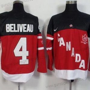 Nike Herren 2014/15 Team Kanada #4 Jean Beliveau Retired Spieler 100th Jahrestag Trikots – Rot