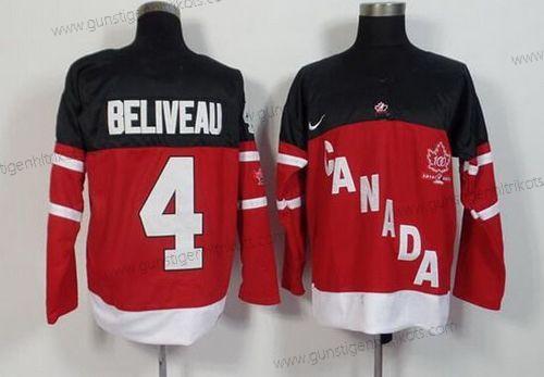 Nike Herren 2014/15 Team Kanada #4 Jean Beliveau Retired Spieler 100th Jahrestag Trikots – Rot