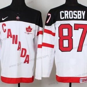 Nike Herren 2014/15 Team Kanada #87 Sidney Crosby 100th Trikots – Weiß