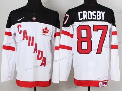 Nike Herren 2014/15 Team Kanada #87 Sidney Crosby 100th Trikots – Weiß