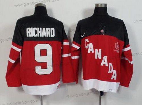 Nike Herren 2014/15 Team Kanada #9 Maurice Richard Retired Spieler 100th Jahrestag Trikots – Rot