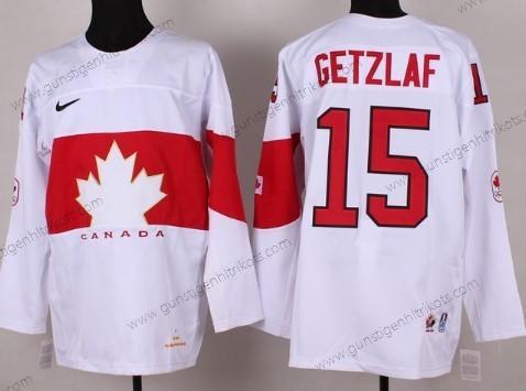 Nike Herren 2014 Olympics Kanada #15 Ryan Getzlaf Trikots – Weiß