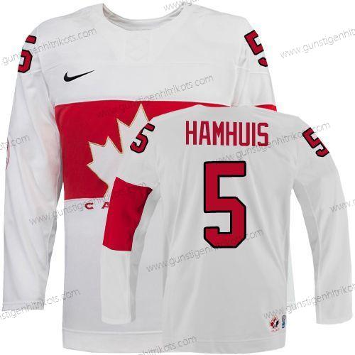 Nike Herren 2014 Olympics Kanada #5 Dan Hamhuis Trikots – Weiß