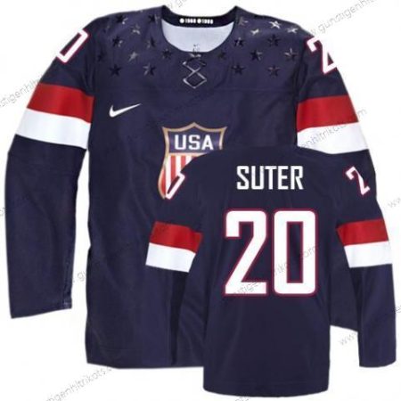 Nike Herren 2014 Olympics USA #20 Ryan Suter Trikots – Marineblau Blau