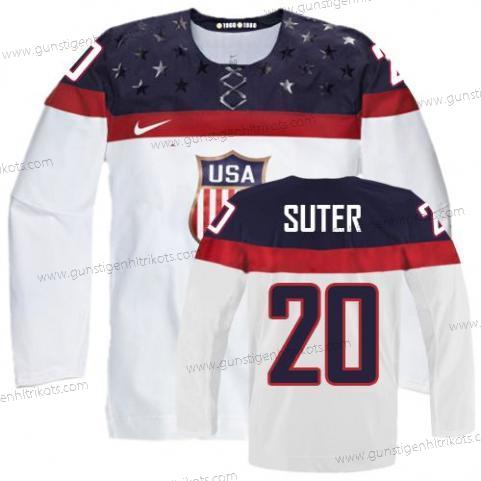 Nike Herren 2014 Olympics USA #20 Ryan Suter Trikots – Weiß