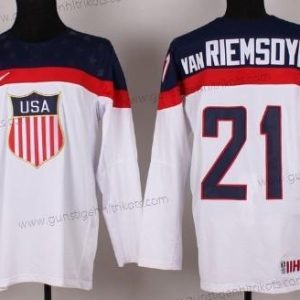 Nike Herren 2014 Olympics USA #21 James Van Riemsdyk Trikots – Weiß