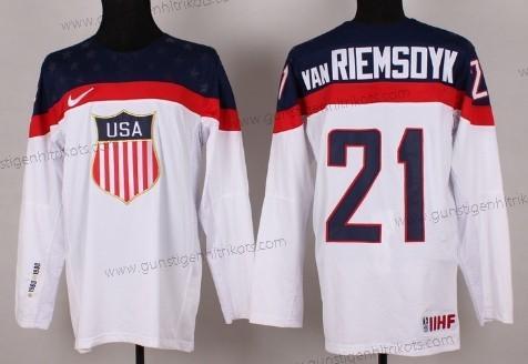 Nike Herren 2014 Olympics USA #21 James Van Riemsdyk Trikots – Weiß