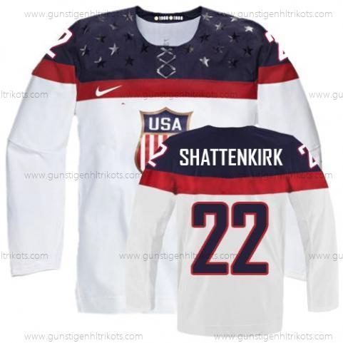 Nike Herren 2014 Olympics USA #22 Kevin Shattenkirk Trikots – Weiß