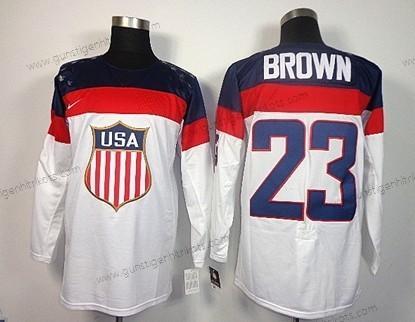 Nike Herren 2014 Olympics USA #23 Dustin Brown Trikots – Weiß