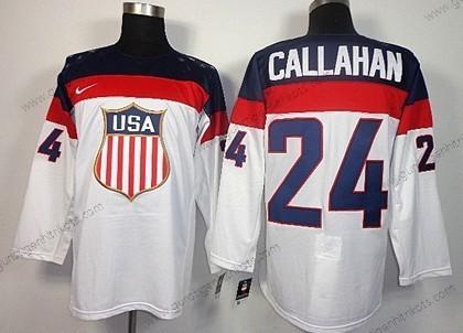 Nike Herren 2014 Olympics USA #24 Ryan Callahan Trikots – Weiß