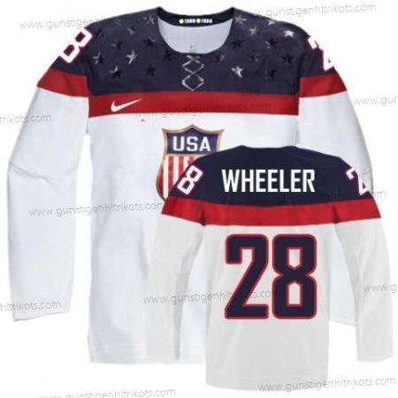 Nike Herren 2014 Olympics USA #28 Blake Wheeler Trikots – Weiß