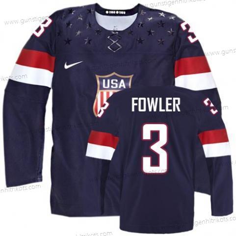 Nike Herren 2014 Olympics USA #3 Cam Fowler Trikots – Marineblau Blau